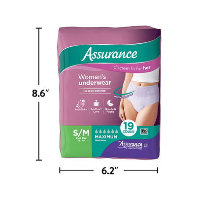 Assurance Women's Incontinence & Postpartum Underwear, XS