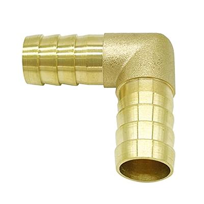 Brass Hose Barb Fitting 3/8 Barbed x 3/8 Barbed 90 Degree Elbow Connector  (Pack of 2）