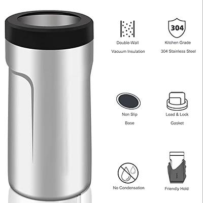 4 in 1 Insulated Slim Can Cooler with lid for 12 Oz Tall Skinny Can,  Regular Can, Beer Bottle - Stainless Steel Double Walled Can Insulator Beer  Coozy