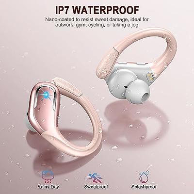 Wireless Bluetooth Earbud Sport, Bluetooth 5.3 Headphones with Noise  Cancelling Mic, 75H HiFi Stereo Over Ear Earbud with LED Display and USB-C,  IP7 Waterproof Earphones, Button Control, Rose Gold - Yahoo Shopping