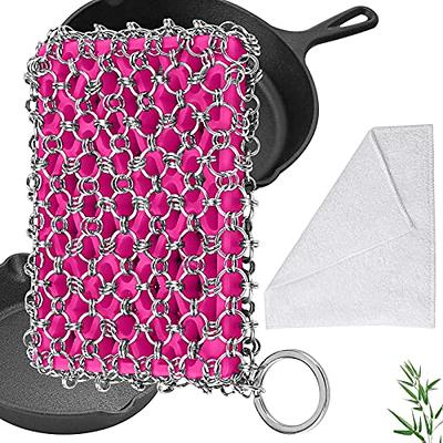 2Pack Cast Iron Cleaner Stainless Steel Chain Mail Scrubber, Iron Skillet  Scrub Brush for Pan Pot Chain Scrubber Cleaning Dutch Ovens Carbon Steel  Wok