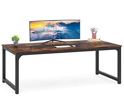 Tribesigns 78 Inches Computer Desk, Extra Large Two Person Office Desk with  Shelf, Double Workstation Desk for Home Office(Black)