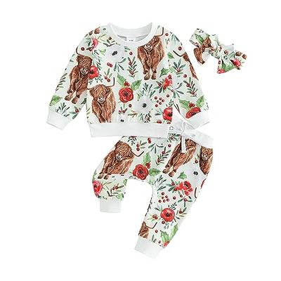 Karuedoo Western Baby Girl Clothes Cow Print Sweatshirt Top Pants Headband  Set 3Pcs Toddler Western Cowgirl Outfit (E-White, 6-12 Months) - Yahoo  Shopping