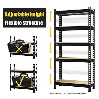 PrimeZone Storage Shelves 5 Tier Adjustable Garage Storage Shelving, Heavy  Duty Metal Storage Utility Rack Shelf Unit for Warehouse Pantry Closet  Kitchen, 28 x 12 x 59, Black