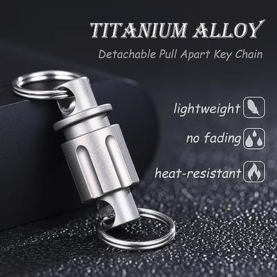 2PCS Titanium Quick Release Keychain EDC Heavy Duty Key Ring Detachable  Pull Apart Key Ring, Silver
