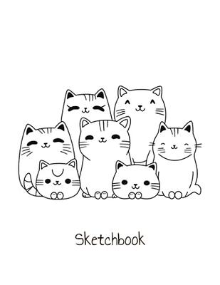 Sketchbook: Cute Cats Kawaii Large Sketch book and Notebook for Girls and  Artist