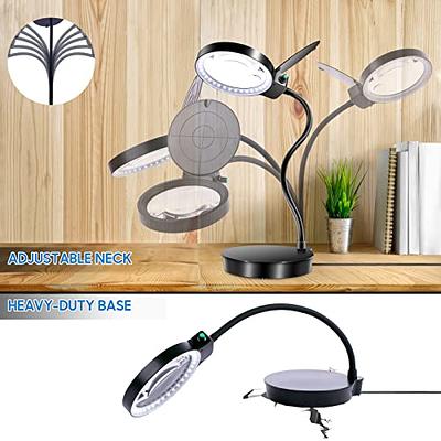 LED Magnifying Glass with Light, 5 X 10X LightView Pro Flex Magnifying Lamp  and Table & Desk Lamp for Close Work