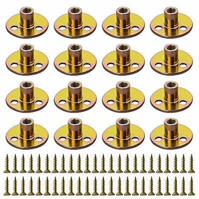 WMYCONGCONG 64PCS Iron Plate Nut Screw Set 5/16” Brad Hole Tee T-nut with  Round Base Furniture Hardware Flange Insert Female Thread T-Nut with  Mounting Screws Set (5/16 - 64Pcs) - Yahoo Shopping