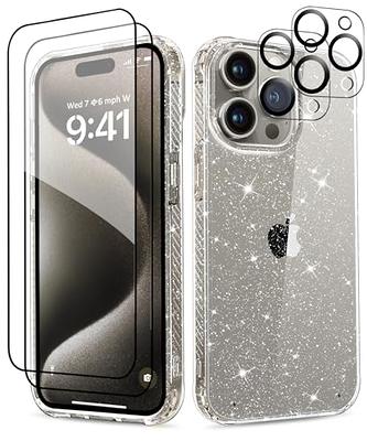 Hython Case for iPhone 13 Pro Max Case Glitter, Cute Sparkly Clear Glitter  Shiny Bling Sparkle Cover, Anti-Scratch Hard PC Slim Fit Shockproof