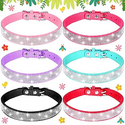 haoyueer Haoyueer Rhinestone Dog collar, cute Dazzling Sparkling Soft Suede  Leather Dog cat Rhinestone collar crystal Diamond Pet Dog Pup