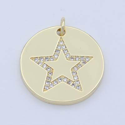 5Pcs Cubic Zirconia Pave Stars Charms Gold Plated Pendant For