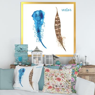 Designart 'Abstract Blue Boho Feathers I' Bohemian & Eclectic