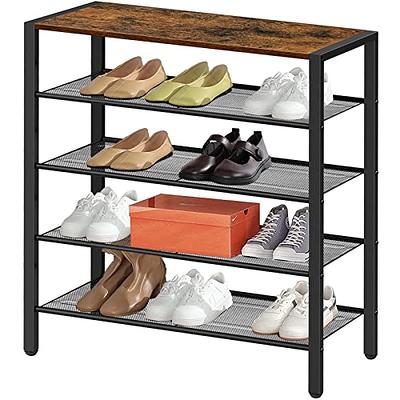 Shoe Organizer with 4 Mesh Shelves Rustic Brown