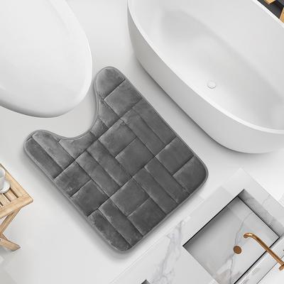 Clara Clark Memory Foam Bath Mat Ultra Soft Non Slip and Absorbent Bathroom Rug, Contour, Gray