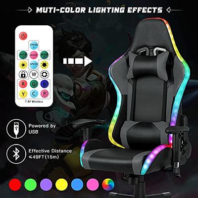 YOUTHUP Gaming Chair with Speakers Video Game Chair with RGB LED Lights Ergonomic  Racing Chair PU Leather Recliner Computer Chair Swivel E-Sports Chair with  Lumbar Support Headrest Armrest, Black - Yahoo Shopping