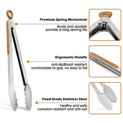 Spring Chef - Tongs for Cooking, Serving Pasta, Grilling, Bbq and Steak,  Easy Grip Heavy Duty Kitchen Tongs with Stainless Steel Tips and Locking