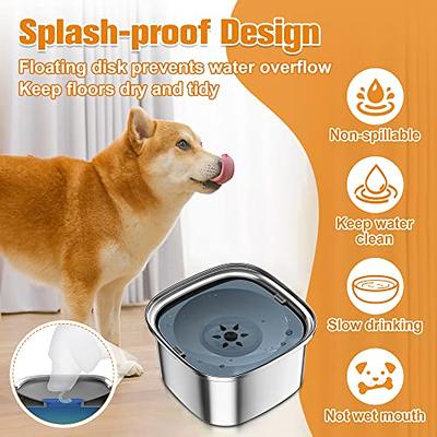 Non Spill Dog Food and Water Bowl with Overflow Proof Design, 2-in