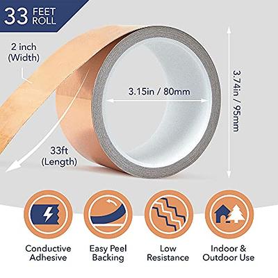 2 X 33 Feet Copper Foil Tape with Conductive Adhesive for Guitar EMI  Shielding