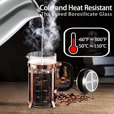 French Press Coffee Maker,, Heat Resistant Borosilicate Glass