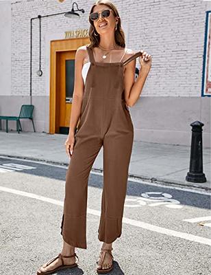 Women Baggy Tulip Hem Loose Jumpsuits Overalls Square Neck