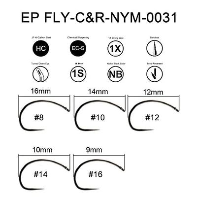Eupheng Fly Fishing Hooks 100pc Pack Barbless Catch & Release Dry