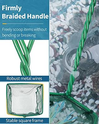 Pawfly Aquarium Fish Net with Braided Metal Handle Square Net with Soft  Fine Mesh Sludge Food Residue Wastes Skimming Cleaning Net for Fish Tanks