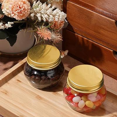 48 PC 4 Bulk Small Plastic Jars with Gold Lid