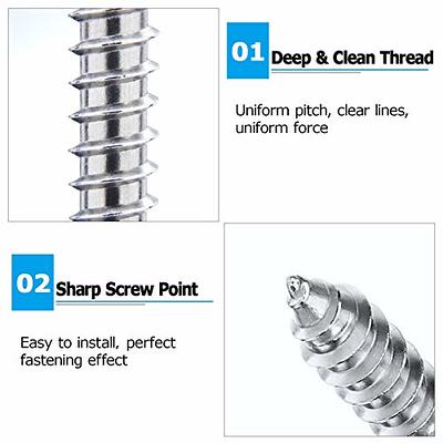 Hammock Hanging Kit, 304 Stainless Steel Eye Screws Durable Eye Hooks Screw  In Heavy Duty(2 Pieces, Silver