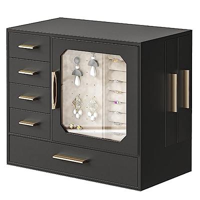 Glass Jewelry Box, 4-Drawer Black Metal and Clear Jewelry Storage  Organizer, Keepsake Display Box