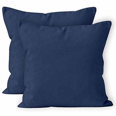 CaliTime Pack of 4 Cozy Throw Pillow Covers Cases for Couch Sofa Home Decoration Solid Dyed Soft Chenille 18 x 18 Inches Navy Blue