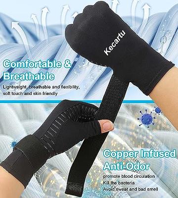 Copper Wrist Compression Arthritis Gloves (1 Pair) Wrist Support Brace  Fingerless Glove with Adjustable Strap Comfortable Carpal Tunnel Sleeve for  Hand Finger Wrist Relieve Pain for Women and Men Large