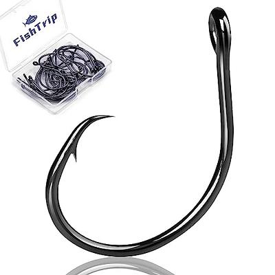 FishTrip Inline Circle Hooks Saltwater - Fishing Catfish Hooks 25pcs Black/Wide  Gap/Non-Offset for Bass Salmon Striped Size 7/0 - Yahoo Shopping