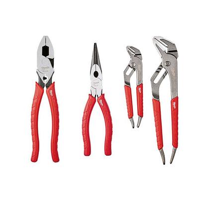 Milwaukee 10 in. High Leverage Lineman's Pliers with Crimper and Long Nose  Pliers & 6 in./10 in. Straight-Jaw Pliers Set (4-Piece) - Yahoo Shopping