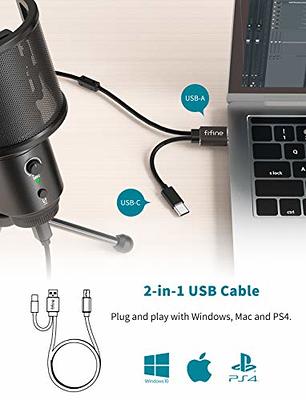 Fifine Technology Condenser Cardioid USB-C Podcast Microphone w/Stand/Pop  Filter