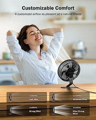 Mini Oscillating Fan USB Rechargeable Fan 4 Speed Quiet Portable Small Desk  Fan