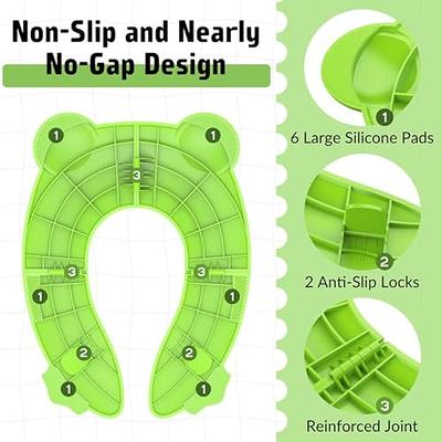 Buy Supermore Upgrade Folding Portable Travel Potty Seat Silicone Pads Home Reusable  Toilet Potty Training Seat Covers Liners for Babies, Toddlers and Kids -  Gloves Towel Hook Included (Green) Online at Low