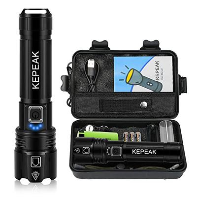 RECHOO Flashlight USB Rechargeable Double Switch S3000L LED Tactical  Flashlight High Lumens Super Bright 5 Modes Zoomable Waterproof Flashlight  for Camping, Emergency (Battery Included) 1-pack