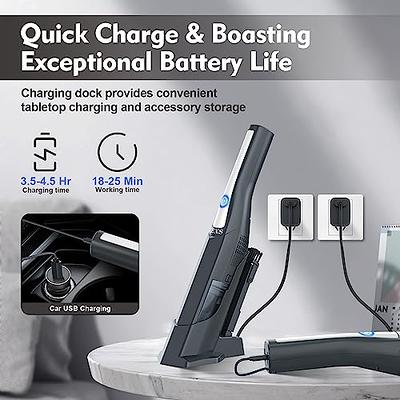 Handheld Vacuum, Mini Portable Rechargeable Car Vacuum Cleaner Cordless  with 9000PA Powerful Suction, 5 Versatile Attachments & Cleaning Brush 