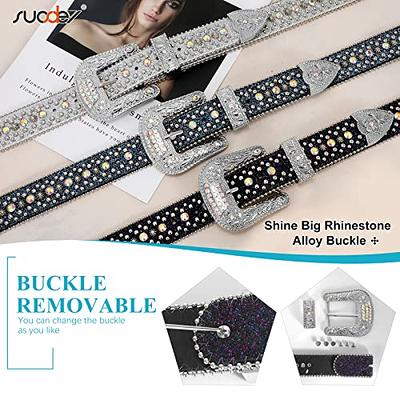 Rhinestone Belt for Women SUOSDEY Western Cowgirl Bling Studded Leather  Belt for