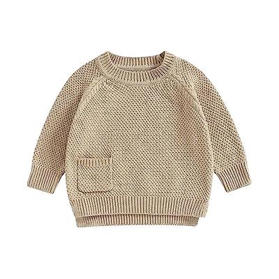 Toddler Baby Boy Girl Sweater Infant Chunky Oversize Knit Sweatshirt  Crewneck Pullover Top Fall Winter Outfit Beige 6-9 Months - Yahoo Shopping