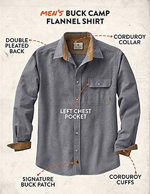 Legendary Whitetails Men's Buck Camp Flannel, Long Sleeve Plaid Button Down  Casual Shirt, Corduroy Cuffs