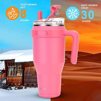 Zukro 50 oz Mug Tumbler With Handle And Flip Straw, Leakproof Vacuum  Insulated Stainless Steel Cup