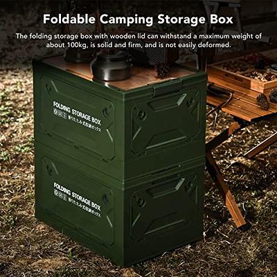 Outdoor Camping Storage Box Camping Picnic Folding Box Wooden