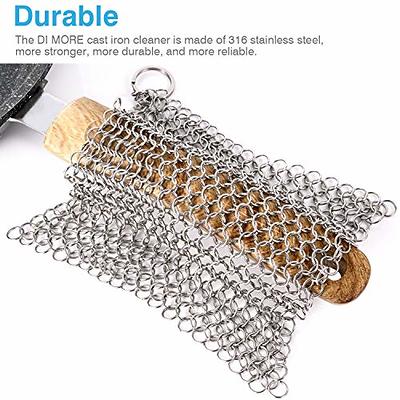 4 Pieces Cast Iron Cleaning Kit, Chain Mail Scrubber Cast Iron Scrubber,  316 Cast Iron Cleaner Chainmail Scrubber Scrubbing Sponge, Accessories to