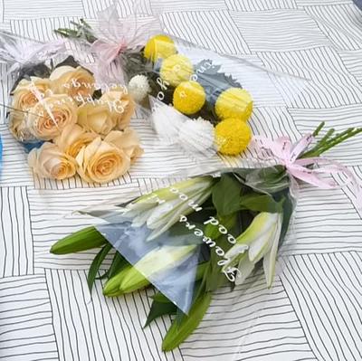 50Pcs/Set Transparent Cellophane Flower Wrapping Paper Waterproof