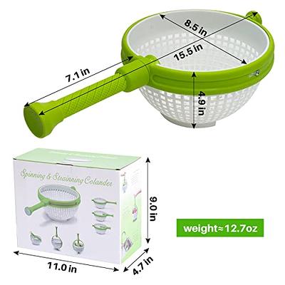 All-in-One Salad Spinner Spinning Colander,Multi-Use Collapsible Vegetable Spinner with Handle,Non-Scratch Steady Fruit Washer Lettuce Cleaner and