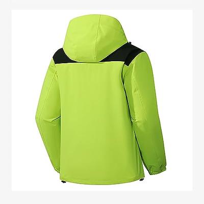Men's Waterproof Rain Jacket Coat Detachable Hooded Jacket Pockets Zip-Up Lightweight  Fishing Camping Raincoat 