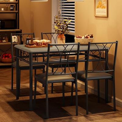 Recaceik 5 Pieces Dining Table Set 1 Table & 4 Chair, Rustic Brown 