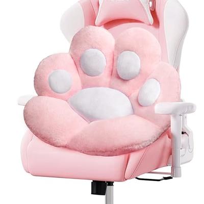 QYA Computer Chair Cushion White, Cute Seat Cushion with Backrest Non-Slip, Kawaii Chair Pillow for Gamer Chair, Comfy Chair