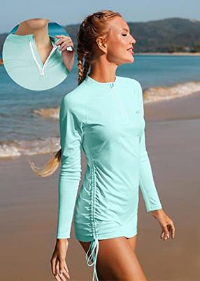  Womens Rash Guard Long Sleeve Swim Shirts, UPF 50+ UV Sun  Protection Shirts Surf Top Quick Dry Breathable Outdoor T-Shirt Swimwear  For Fishing Running Workout Hiking Exercise